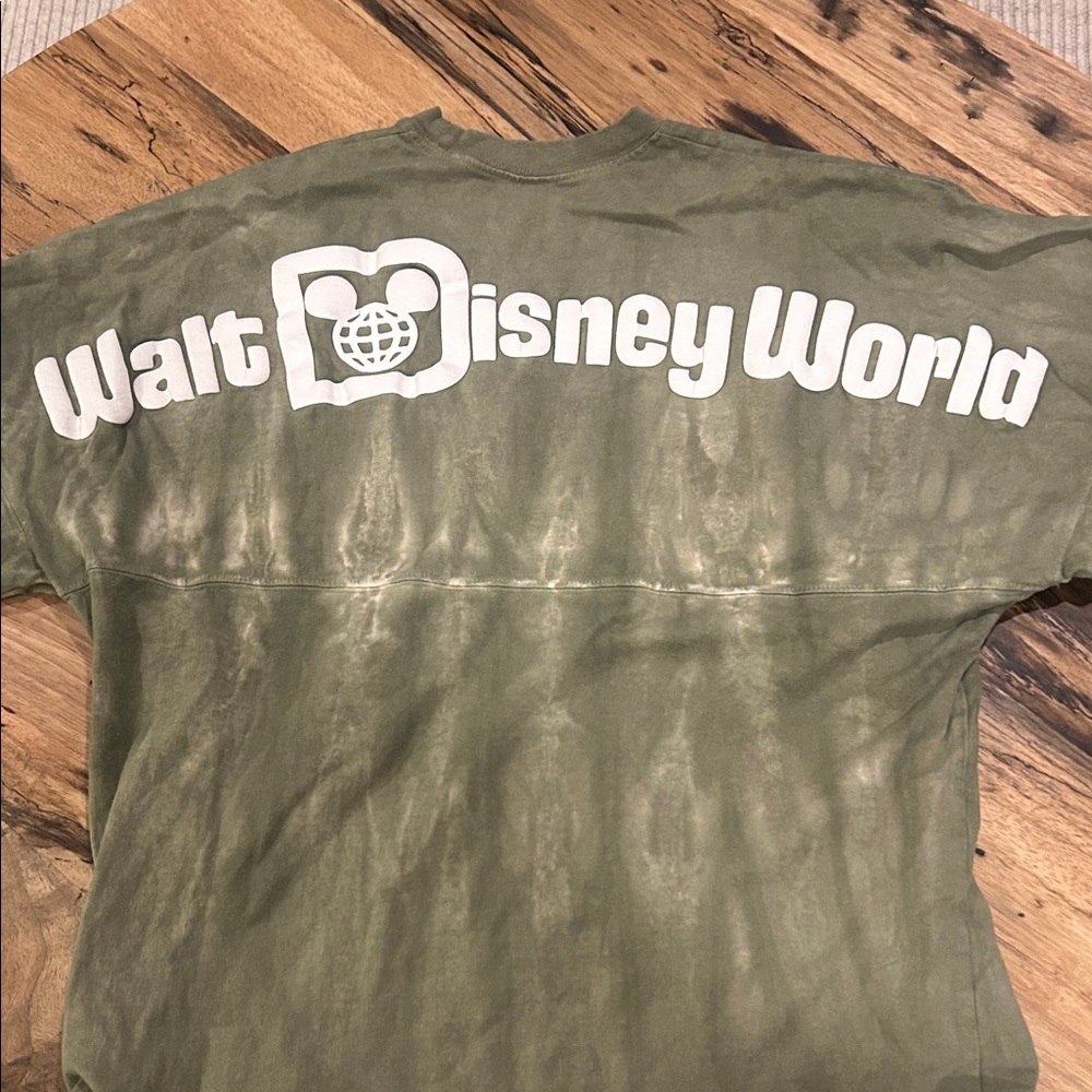 Disney Olive Green Tie-Dye Shirt with White Logo
